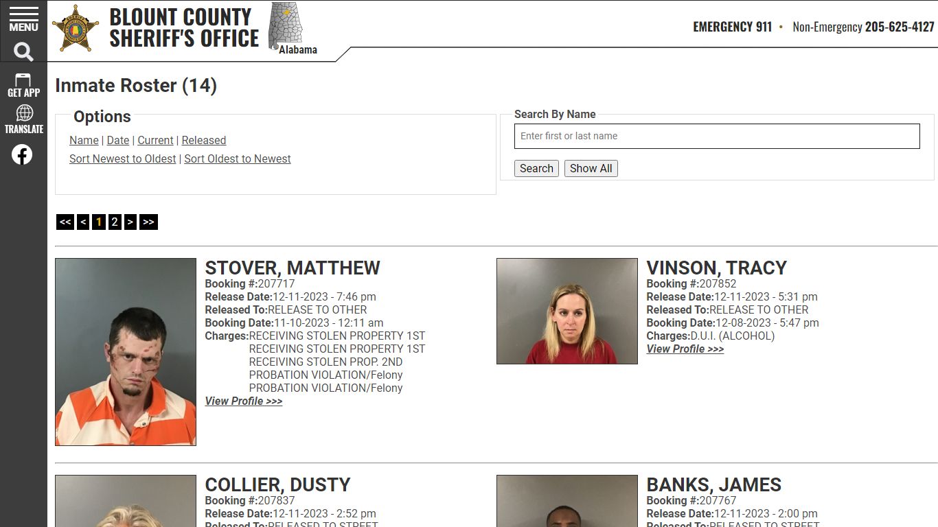 Inmate Roster - Released Inmates Booking Date Descending - Blount ...